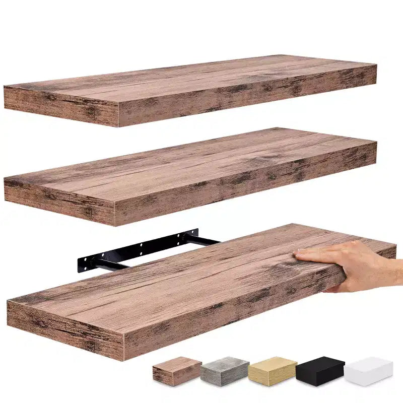 Mensole Flottanti Rettangolari (60x22 cm) con Staffe Nascoste - per Camera da Letto, Arredamento Cucina, Mensole Bagno