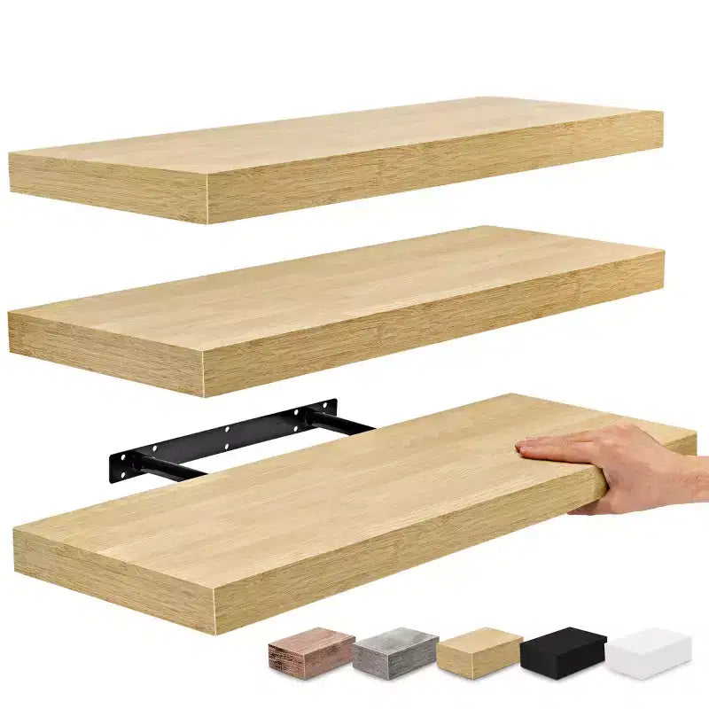 Mensole Flottanti Rettangolari (60x22 cm) con Staffe Nascoste - per Camera da Letto, Arredamento Cucina, Mensole Bagno