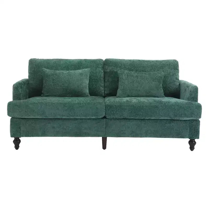 Divanetto Sofà in Tessuto Ciniglia Mid-Century, Divano Moderno Imbottito a 2 Posti