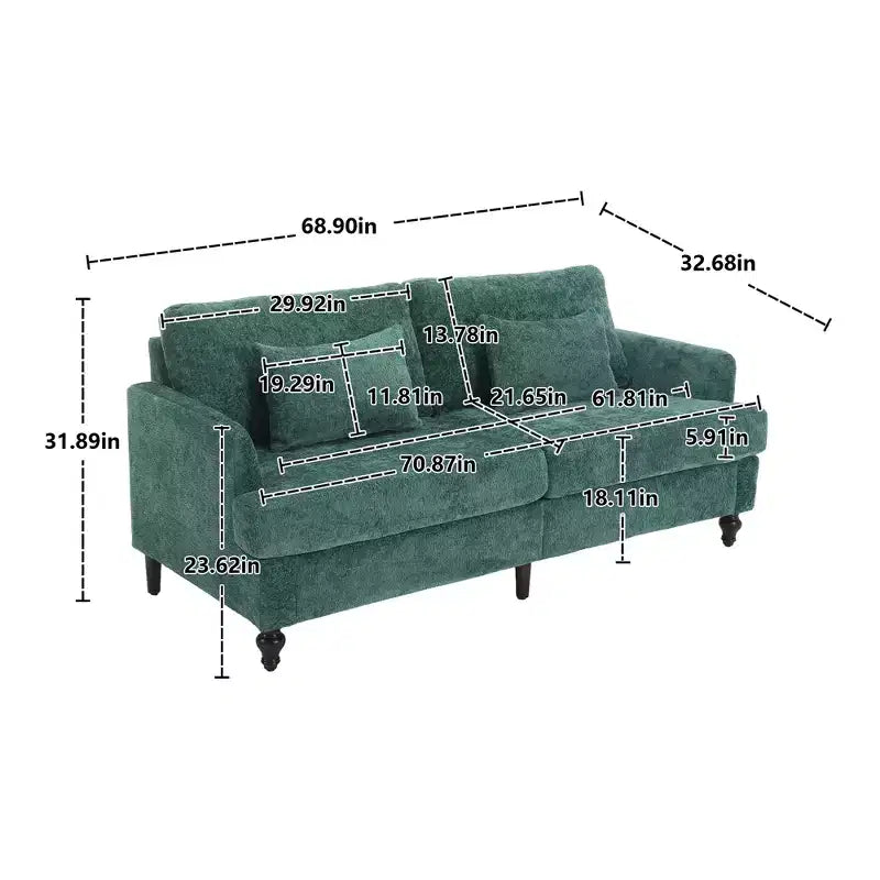 Divanetto Sofà in Tessuto Ciniglia Mid-Century, Divano Moderno Imbottito a 2 Posti