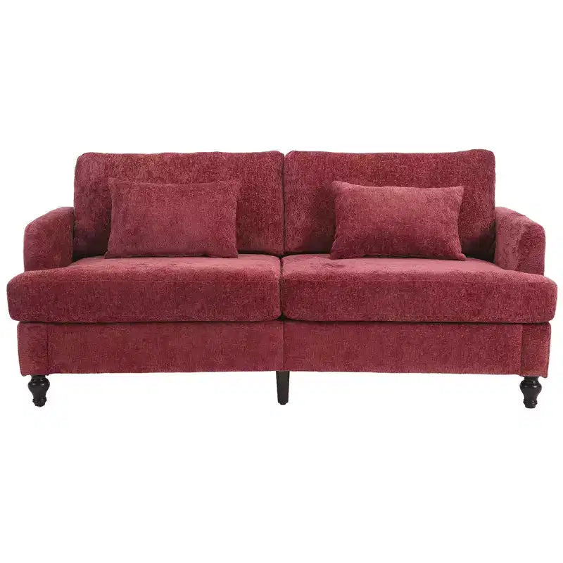 Divanetto Sofà in Tessuto Ciniglia Mid-Century, Divano Moderno Imbottito a 2 Posti