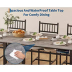 47 Tavolo da Pranzo Moderno Stile Fattoria per 4 Persone, Include Panca e Sedie, Telaio in Metallo con Ripiano Contenitore, Design Salvaspazio per Cucina, Sala da Pranzo