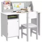Scrivania e sedia per bambini e neonati, Scrivania da studio per bambini, Mobili per bambini con lavagna - Grigio