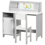Scrivania e sedia per bambini e neonati, Scrivania da studio per bambini, Mobili per bambini con lavagna - Grigio