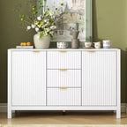 Credenza con design a onda - 3 ripiani regolabili, 3 cassetti e ante con chiusura ammortizzata, consolle con maniglie in metallo