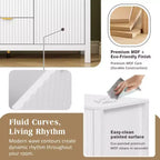 Credenza con design a onda - 3 ripiani regolabili, 3 cassetti e ante con chiusura ammortizzata, consolle con maniglie in metallo