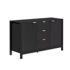 Credenza con design a onda - 3 ripiani regolabili, 3 cassetti e ante con chiusura ammortizzata, consolle con maniglie in metallo