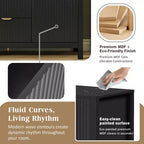 Credenza con design a onda - 3 ripiani regolabili, 3 cassetti e ante con chiusura ammortizzata, consolle con maniglie in metallo