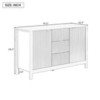 Credenza con design a onda - 3 ripiani regolabili, 3 cassetti e ante con chiusura ammortizzata, consolle con maniglie in metallo
