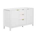 Credenza con design a onda - 3 ripiani regolabili, 3 cassetti e ante con chiusura ammortizzata, consolle con maniglie in metallo