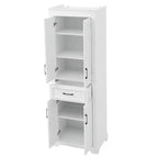 Mobiletto da bagno autoportante con cassetto, ripiani regolabili, ante con cerniere ammortizzate, finitura verniciata resistente, bianco