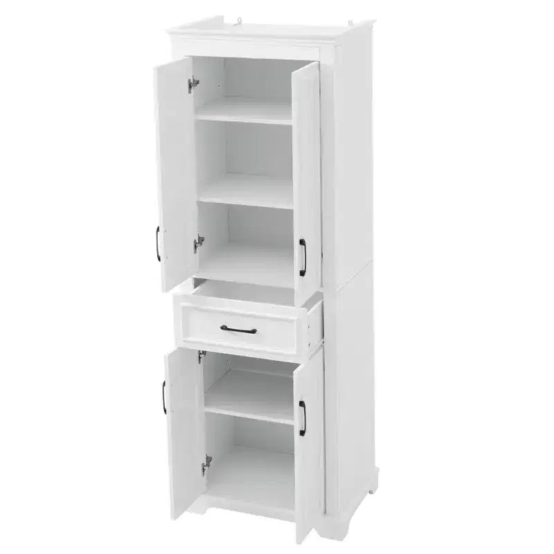 Mobiletto da bagno autoportante con cassetto, ripiani regolabili, ante con cerniere ammortizzate, finitura verniciata resistente, bianco