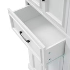 Mobiletto da bagno autoportante con cassetto, ripiani regolabili, ante con cerniere ammortizzate, finitura verniciata resistente, bianco