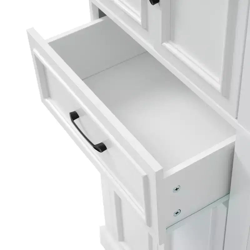 Mobiletto da bagno autoportante con cassetto, ripiani regolabili, ante con cerniere ammortizzate, finitura verniciata resistente, bianco
