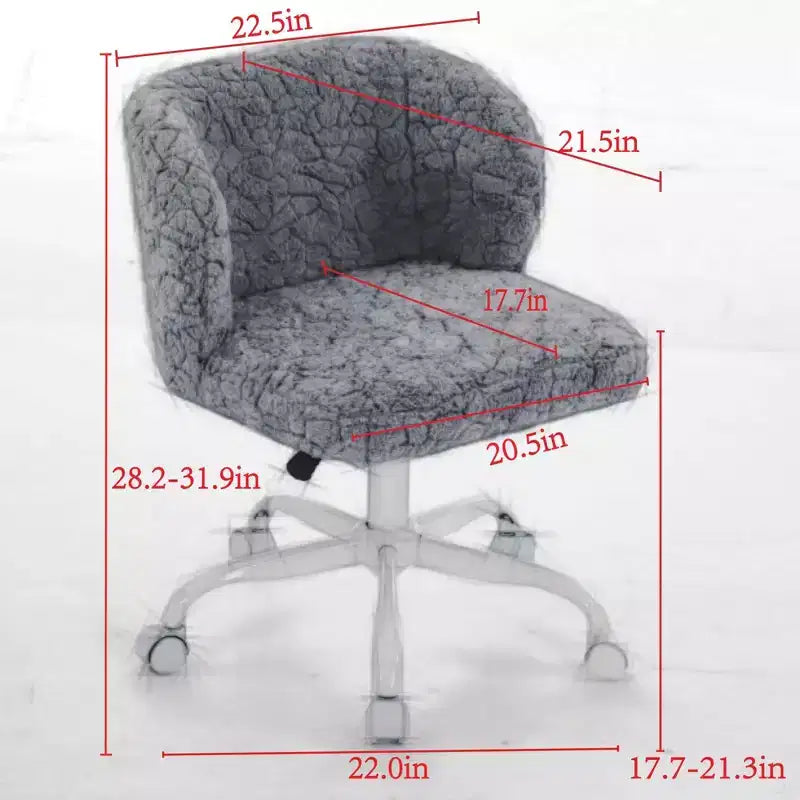 Sedia da Ufficio in Pelliccia Sintetica di Coniglio - Base in Metallo, Girevole Regolabile, Sedia da Toilette, Viola