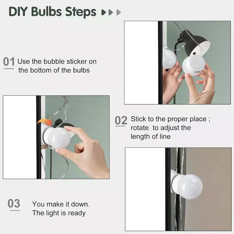 Toeletta con Specchio e Luci, Mobile Trucco con Cassetti e Sgabello per Camera da Letto, Nero