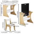 Tavolino per bambini con una sedia, tavolo studio multifunzionale in legno per bambini, piano convertibile - Bianco