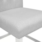 Sgabelli da bar di altezza bancone transizionali bianco antico: Borchie, rivestimento in lino